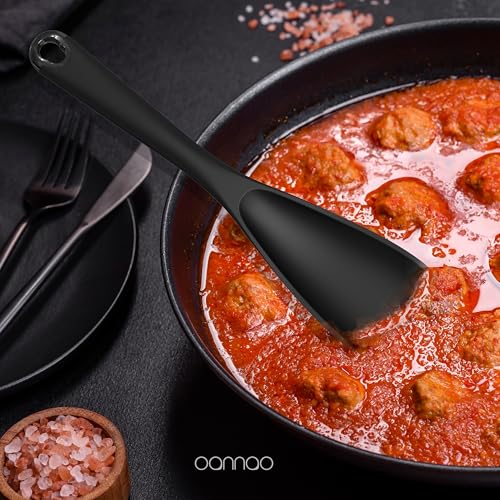 Silicone Kitchen Utensils Set,Utensils Sets for Cooking,Dishwasher Safe | Seamless Spatula Set,Nonstick Cookware, BPA-Free,Heat Resistant up to 600°F, Housewarming Gift,Black - color: Black