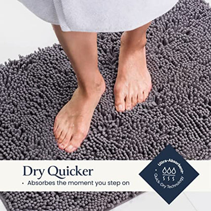 BELADOR Bathroom Rugs Sets 2 Piece- Plush Bath Mat Set Quick-Dry Soft Chenille Mat with Rubber Backing, Absorbent Rug Set, Washable Bath Rugs - Bath Mats 24x17 + 30x20