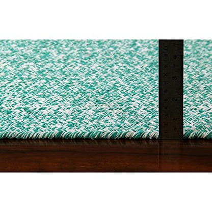 Super Area Rugs Farmhouse Braided Rug Cotton Kitchen Reversible Carpet Light Green & White, 20" X 40" Half Circle - color: Light Green & White, size: 1'8" x 3'4" (Semicircular)