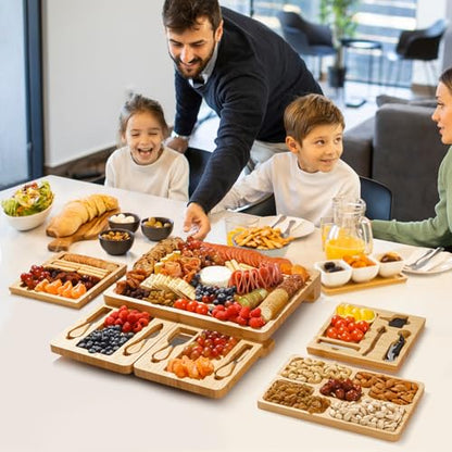 Large Charcuterie Boards Gift Set - Cheese Board and Knife Set with Extra Cheese Platter, Bamboo Charcuterie Board Cheeseboard Cheese Plate for House Warming Gifts New Home, Wedding Gifts - color: Classic