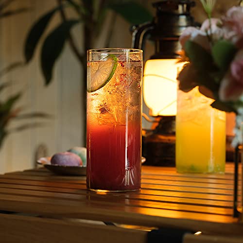 LUXU Drinking Glasses 12 oz,4pcThin Highball Glass,Clear Tall Beer Glass | Lead-Free Glassware,Clear Everyday Drinkware,Water Glasses,Mojito Glass Cups,Bar Glassware,and Mixed Drink Cocktail Glass Set - style: 12 OZ highball glass