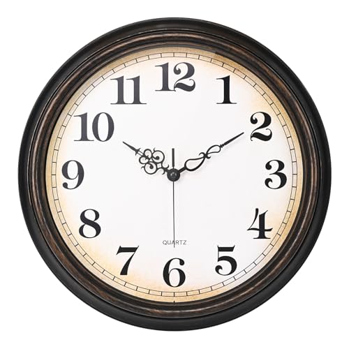 Yoiolclc Large Wall Clock 16 Inch Silent Non-Ticking Vintage Wall Clocks Battery Operated for Living Room Office School (Bronze) - color: 16'' Bronze