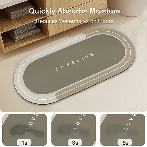 Rubber Bath mats Quick-Drying Non-Slip Bathroom mat Super Absorbent Bath mat Instant Dry Bath mat, Bathroom Rug in Front of The Kitchen Sink, Shower Room, Bathtub, Oval(Dark Grey+17x59in) - color: Dark Grey, size: 17x59in