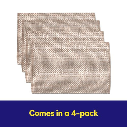 Sweet Home Collection 100% Cotton Placemats for Dining Room Rectangle Two Tone Woven Fabric 13" x 19" Soft Durable Table Mat Set, Set of 6, Taupe - color: Taupe, size: Rectangle 13" x 19"