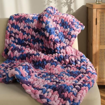 Jumbo Chunky Yarn for Hand Knitting - Super Thick Chenille Chunky Yarn for Crocheting - Extra Soft Bulky Fluffy Blanket Big Yarns 8 Jumbo Pack (27yds,8 oz Each Skein) - color: Twilight lris
