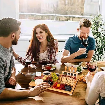 eleganlife Charcuterie Boards Set with Knives, Bamboo Cheese Board Large, Charcuterie Platters with Compartments, Serving Boards Gifts for Wedding, Birthday and Housewarming Party