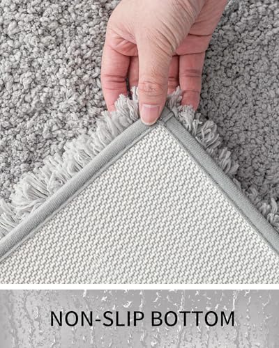 Toilet Rugs U-Shaped Mat 24x22, Contour Bathroom Mat - Ultra Soft & Absorbent Microfiber, Quick-Dry, Machine Washable with High Density Foam Latex Non Slip Backing, Grey - color: Grey, size: 24" X 22"(Toilet Rug)