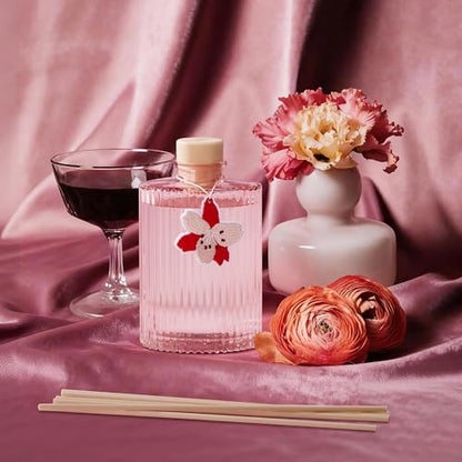 Reed Diffuser, Peony Blossom Scent Oil Diffuser, 6.09 fl oz | 8 Reeds, Long-Lasting Home Fragrance, Bathroom Bedroom Shelf Decor & Gifts - color: Pink(peony Blossom)