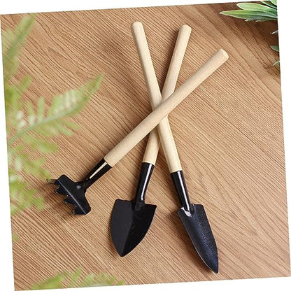 2Sets Mini Gardening Tools Handle Planting Tools for Transplanting Mini Garden Tools with Rake Shovel and Trowel for Succulents and Houseplants