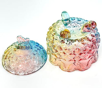 Colorful Crystal Glass Candy Snack Barrel Storage Jar Embossed Luxury Cookie Buffet Canister With Lids Jewelry Box Jar Biscuit Containers - color: Butterfly
