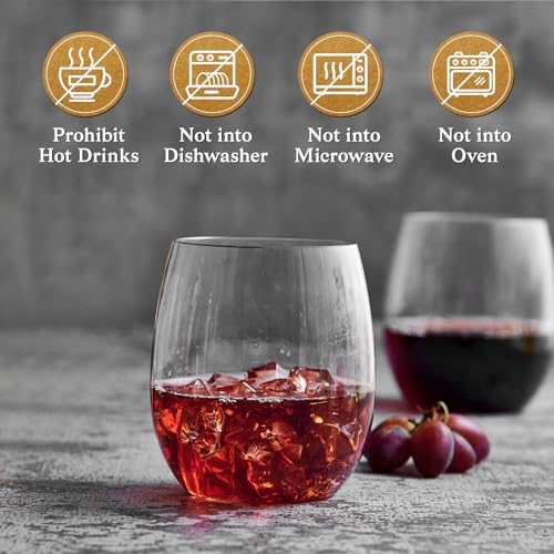 FOCUSLINE 32 Pack Plastic Wine Glasses Stemless, 12 Oz Crystal Clear Disposable Wine Cups, Reusable Plastic Wine Glasses for Parties Weddings, Shatterproof Recyclable and BPA-Free - color: 12OZ-32-CLEAR