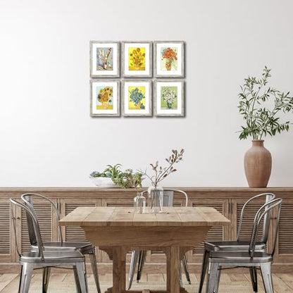 Rustic Distressed Retro Style White Frame 8x10 Picture Frame Set of 6 with Real Glass for Pictures 5x7 with Mat or 8x10 Without Mat, Wall Gallery or Tabletop display - size: 8x10(set of 6)