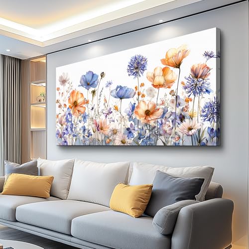 Lapremoly Elegant Flowers Large Wall Art - Floral Pictures for Wall Decor Rustic Nature Artwork for Walls Colorful Abstract Painting Canvas Prints for Living Room Bedroom Dining Room Home Decoration - color: Abstract Flowers Painting, size: 60"L x 30"W