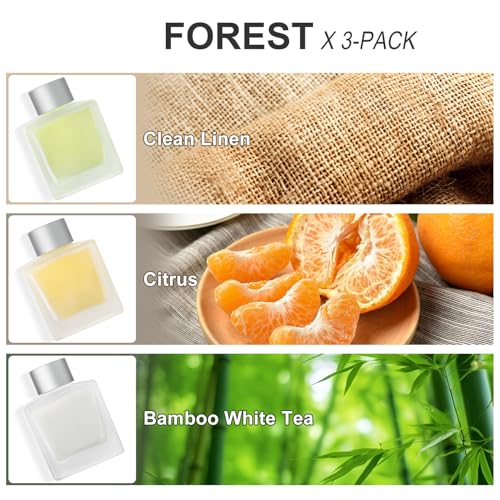 3-Pack Reed Diffuser Set, Linen/Citrus/Bamboo White Tea Scented Oil, Forest Aroma Essential Oils with Diffuser Sticks, Long Lasting Bathroom Air Freshener, Home Fragrance for Room Decor - size: 3 Packs/10 fl oz
