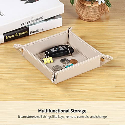 YAPISHI Key Dish Bowl for Men, Entryway Catchall Holder Bedside Table Valet Tray for Pocket Stuff, PU Leather Nightstand Organizer for Dice/Coins/Wallet/Watch/Rings/Sunglasses, Dresser/Coffee Table | Valet Tray for Men,Nightstand, Dresser,Desk,Entryway an