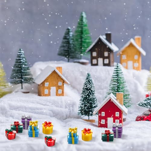 Bucherry 50 Pcs Miniature Gift Boxes Figurines Resin Charms DIY Craft for Garden Accessories Christmas Decoration Phone Case Making(Cute Style) - style: Cute Style