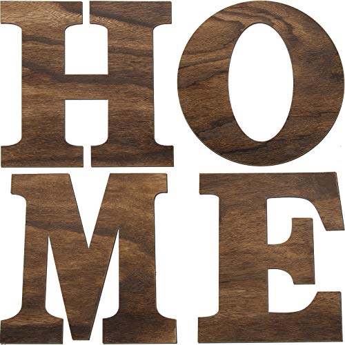 Jetec Wood Home Sign, 12 Inch Wooden Letters Home Wall Decor for DIY Seasonal Wreath Art Display, Rustic Farmhouse Art Decor for Living Room, Kitchen, Entryway, Housewarming Gift(Brown) - color: Brown