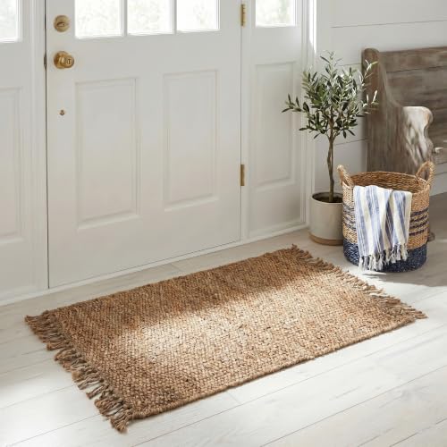SAFAVIEH Natural Fiber Collection Accent Rug - 2' x 3', Natural, Handmade Boho Fringe Woven Jute, Ideal for High Traffic Areas in Entryway, Living Room, Bedroom (NF368A) - color: Natural, size: 2' x 3' (Rectangular)