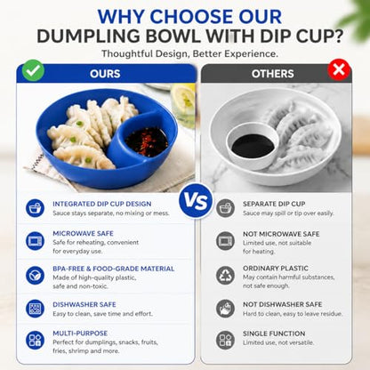 6 Colors Divided Snack Bowls, Anti Soggy Chip Dip Serving Dishes, Stackable Plastic Bowls, Microwave & Dishwasher Safe, Ideal for Home Party, Salad, Nuts, Salsa - color: Blue