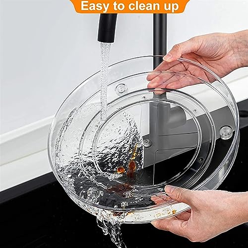 2-Pack 13Inch Lazy Susan Cabinet Organizer, Plastic Rotating Organizer Spice Rack Condiment Organizer for Pantry, Countertop, Cupboard, Refrigerator-Clear - size: 13 Inch | 1 Tier