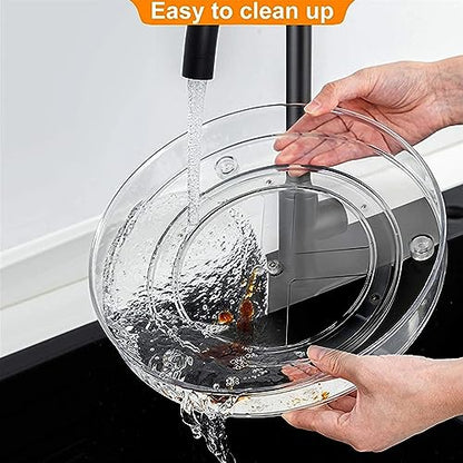2-Pack 13Inch Lazy Susan Cabinet Organizer, Plastic Rotating Organizer Spice Rack Condiment Organizer for Pantry, Countertop, Cupboard, Refrigerator-Clear - size: 13 Inch | 1 Tier