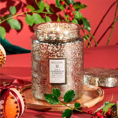 Gilt Pomander Hinoki, Large Candle Jar, 18 oz, 100 Hour Burn Time, Coconut Wax for Clean Burning, Handcrafted in the USA - color: 12 - Gilt Pomander & Hinoki