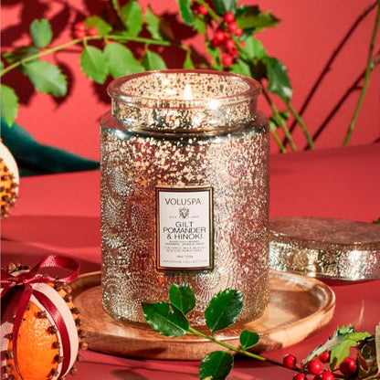 Gilt Pomander Hinoki, Large Candle Jar, 18 oz, 100 Hour Burn Time, Coconut Wax for Clean Burning, Handcrafted in the USA - color: 12 - Gilt Pomander & Hinoki