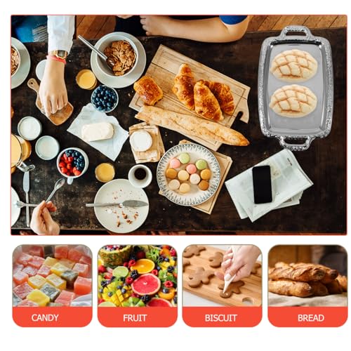 STOBAZA Silver Serving Tray with Handles, 15.3-Inch Metal Coffee Table Tray Butler Plate for Breakfast in Bed