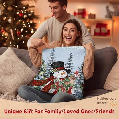 Merry Christmas Throw Blanket, Snowman Xmas Tree Super Soft Warm Flannel Blankets for Bed Couch Sofa Winter Snowflake Deer Animal Lightweight Fluffy Plush Bed Throws 50x60 Inch - color: Blue Red Green, size: 50''x60''