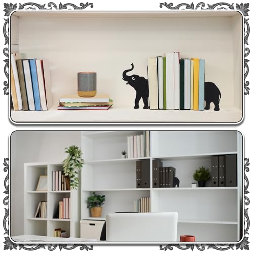 Elephant Metal Bookends Set of 2 Styles Book Ends for Shelves Bookshelf Home Office Desk Bookshelf Decor Gift for Elephant Lovers and Reading Enthusiasts - style: Elephant