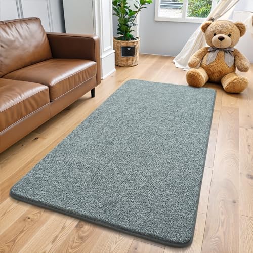 Keeko 2x4 Area Rugs for Living Room,Soft Washable Memory Foam Bedroom Rug | Indoor Throw Rug Low Pile Minimalist Non Slip Carpet for Kids Nursery Classroom Dorm Room Home Decor Grey-green and White - color: Grey-green, size: 2' X 4' (Rectangular)