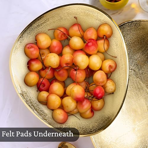 Oval Metal Serving Trays | Stylish Vanity Organizer or Catchall Valet Display | Handmade Metal Platter for Vanity Organizer Tray for Camping, BBQ, Party, Buffet, Appetizer (Gold)
