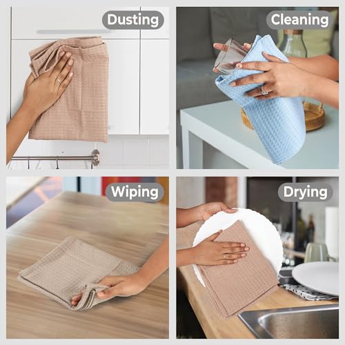Urban Villa Kitchen Towels Cotton Dish Towels 20”x30” (Set of 6) Multi - color: Set of 6 in Blue, Tan, and Gray, size: 18" x 28" (Set of 6)