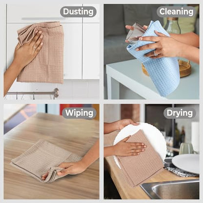 Urban Villa Kitchen Towels Cotton Dish Towels 20”x30” (Set of 6) Multi - color: Set of 6 in Blue, Tan, and Gray, size: 18" x 28" (Set of 6)