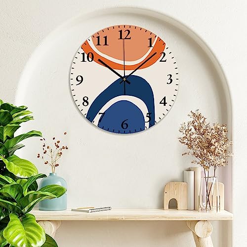 Abstract Geometry Wall Clock 10x10 Inch Farmhouse PVC Wall Clocks Battery Operated Silent Modern Wall Hanging Round PVC Clock for Kitchen Classroom Office - color: Style-8, size: 10x10in（black）
