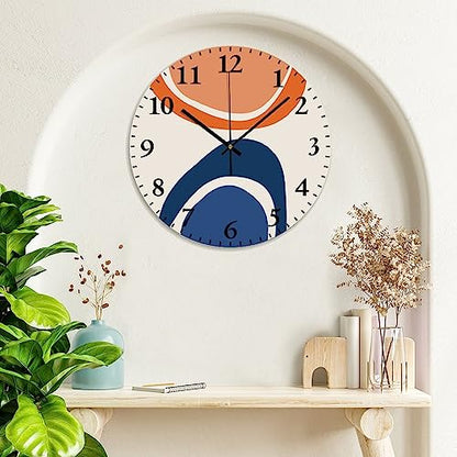 Abstract Geometry Wall Clock 10x10 Inch Farmhouse PVC Wall Clocks Battery Operated Silent Modern Wall Hanging Round PVC Clock for Kitchen Classroom Office - color: Style-8, size: 10x10in（black）