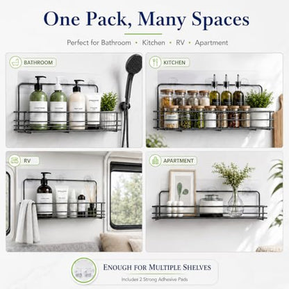 8 Pcs Adhesive Shower Caddy Replacement, Strong No Drill Adhesive Hooks | Holds 40lbs, For Bathroom Storage Shelves and Kitchen Racks, Waterproof & Transparent Strips for Tile, Glass, Smooth Walls - color: Transparent 8 PCS