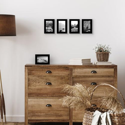 Americanflat 3x5 Picture Frame 5-Pack - Slim Molding - Black | Polished plexiglass front, wall or tabletop display with included easel, hanging hardware included, secure turn-tab backing - color: Black, size: 3x5