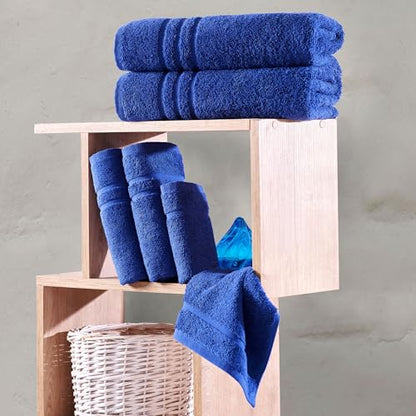 Hawmam Linen Personalized Towels - Customized Turkish Cotton Towel Set, Monogrammed Towels with Initial, Name & Embroidery, Idea for Weddings, Bridal Showers, Anniversaries, for Couples - Navy Blue - color: Royal Blue