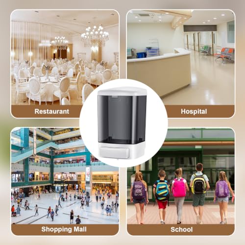 Hushee 4 Pcs Wall Mounted Soap Dispenser,33.8 Oz 1000 Ml,Black | Manual Press, 1000ml 33.8oz Capacity Clear Window, For Restaurant Bathroom Kitchen Hotel, Liquid Soap Shampoo Dispenser - color: Black, size: 33.8 oz 1000 ml