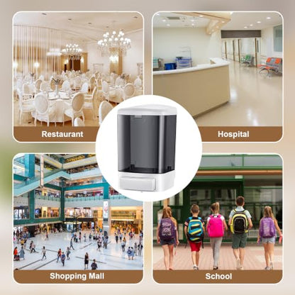 Hushee 4 Pcs Wall Mounted Soap Dispenser,33.8 Oz 1000 Ml,Black | Manual Press, 1000ml 33.8oz Capacity Clear Window, For Restaurant Bathroom Kitchen Hotel, Liquid Soap Shampoo Dispenser - color: Black, size: 33.8 oz 1000 ml
