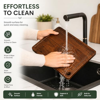 Acacia Wood Cutting Board Reversible Charcuterie Chopping Boards Durable & Double Sided Knife-Friendly, Juice Groove, Easy-Grip, Kitchen Gift