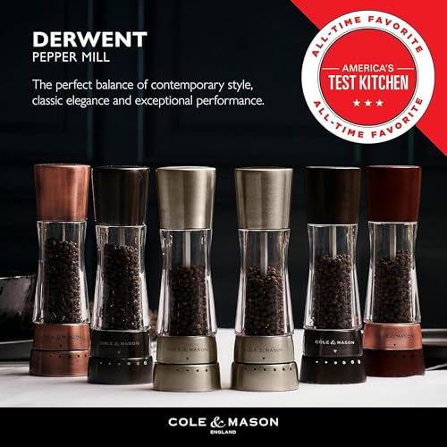 Cole & Mason Derwent Salt & Pepper Mill Gift Set - Salt & Pepper Shaker & Grinder with Adjustable Coarseness - Gourmet Precision Mill Set - Stainless Steel & Acrylic Grinders - Rose Gold - color: Rose Gold