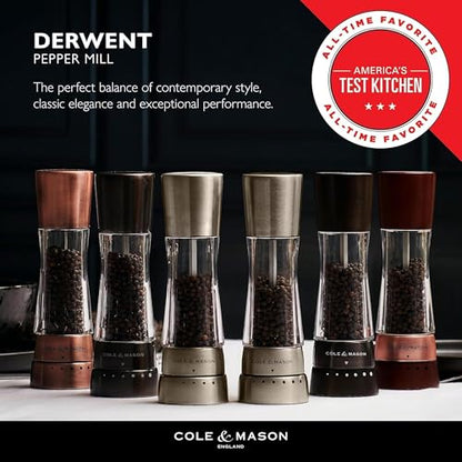 Cole & Mason Derwent Salt & Pepper Mill Gift Set - Salt & Pepper Shaker & Grinder with Adjustable Coarseness - Gourmet Precision Mill Set - Stainless Steel & Acrylic Grinders - Rose Gold - color: Rose Gold