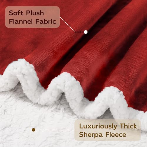 BEAUTEX Sherpa Fleece Twin Blankets Soft Fluffy Flannel Plush Cozy | Fuzzy Wine Cuddle Blanket for Couch, Bed, Sofa, Adults (60" x 80", Wine) - color: Wine, size: Twin-60"x80"