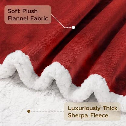 BEAUTEX Sherpa Fleece Twin Blankets Soft Fluffy Flannel Plush Cozy | Fuzzy Wine Cuddle Blanket for Couch, Bed, Sofa, Adults (60" x 80", Wine) - color: Wine, size: Twin-60"x80"