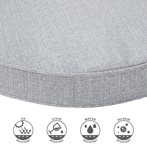 Greendale Home Fashions Set of 2 Outdoor 18 inch Round Patio Dining Chair Pads – Comfortable Fiber-Filled Seat Cushions with Ties, Reversible Polyester Fabric, Heather Gray - color: Heather Gray