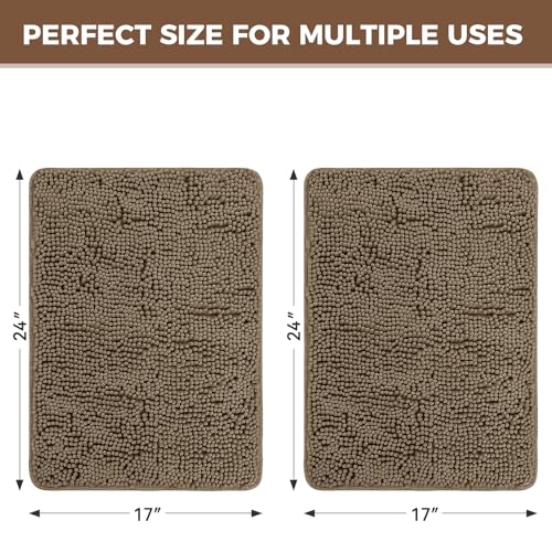Bcoimo Bath Rugs Mat Set,2 Piece Non Slip Chenille Latte Bathroom Mat Sets | Extra Soft 24x17 Bathroom Rug;Non Slip with Rubber Back Bath Mat;High Absorbent And Quick Dry Microfiber mat;Machine Washable - color: Latte, size: 24×17 Plus 24×17