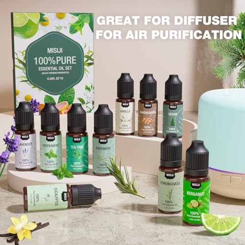 Essential Oils Set-MISIJI Essential Oils for Diffuser for Home,Diffuser Oils Scents for Aromatherapy,Candle&Soap Making,Laundry,Humidifiers 10 Scents Blissful - color: Blissful