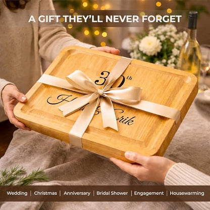 Personalized Bamboo Charcuterie Board with Drawer & Utensils – Custom Cheese & Cutting Board Gift for Wedding, Housewarming, Anniversary, Couples and Personalized Mothers Day Gifts for Mom